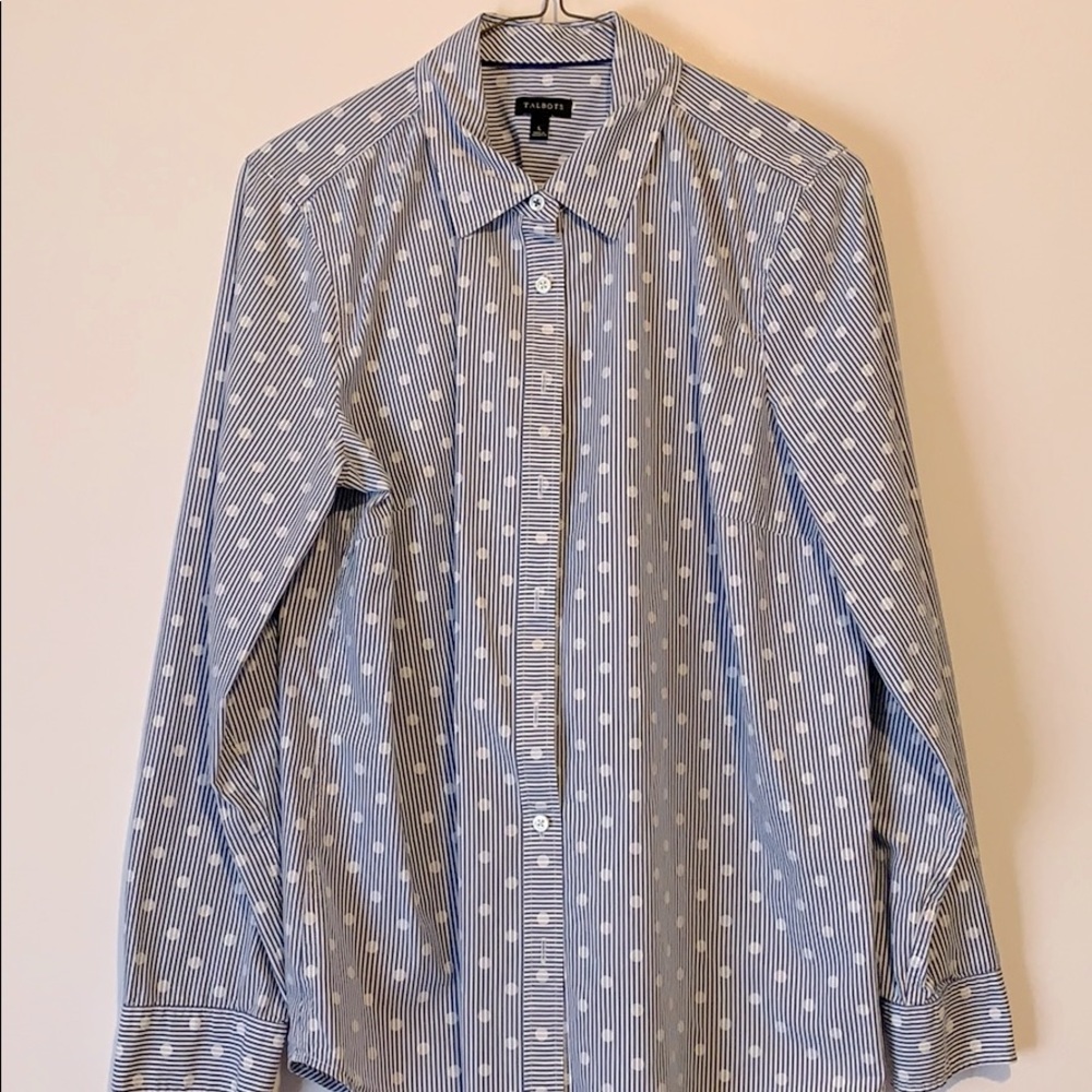 Talbots Striped Polka Dot Blouse
